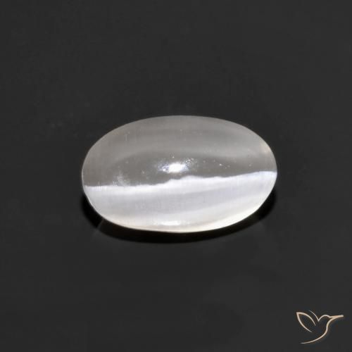1.10ct 자연스러운 매우 밝은 회색 실리마나이트 고양이 눈, 타원형, 투명한