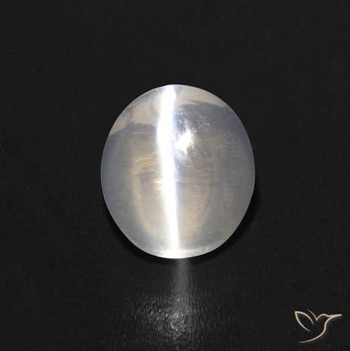 1.08ct 자연스러운 따뜻한 화이트 실리마나이트 고양이 눈, 타원형, 투명한