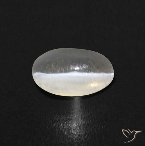 0.84ct 자연스러운 따뜻한 화이트 실리마나이트 고양이 눈, 타원형, 투명한