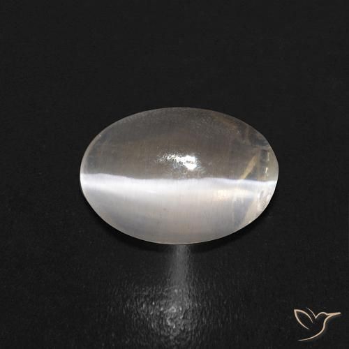 0.68ct 자연스러운 따뜻한 화이트 실리마나이트 고양이 눈, 타원형, 투명한