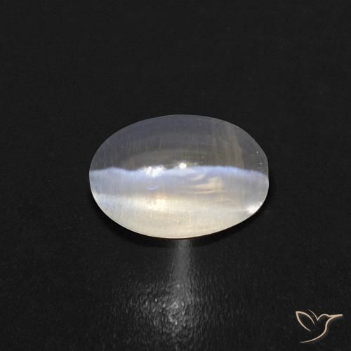 0.86ct 자연스러운 따뜻한 화이트 실리마나이트 고양이 눈, 타원형, 투명한