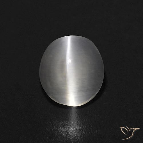 1.08ct 자연스러운 따뜻한 화이트 실리마나이트 고양이 눈, 타원형, 투명한
