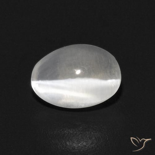 0.87ct 자연스러운 따뜻한 화이트 실리마나이트 고양이 눈, 타원형, 투명한