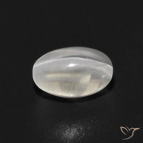 0.89ct 자연스러운 따뜻한 화이트 실리마나이트 고양이 눈, 타원형, 투명한