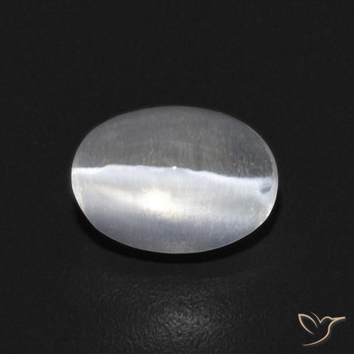 0.91ct 자연스러운 하얀색 실리마나이트 고양이 눈, 타원형, 투명한
