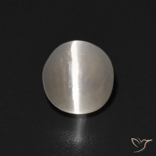 0.90ct 자연스러운 따뜻한 화이트 실리마나이트 고양이 눈, 타원형, 투명한