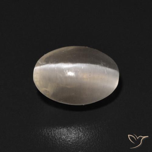 0.81ct 자연스러운 따뜻한 화이트 실리마나이트 고양이 눈, 타원형, 투명한