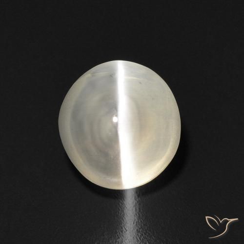 1.58ct 자연스러운 따뜻한 화이트 실리마나이트 고양이 눈, 타원형, 투명한