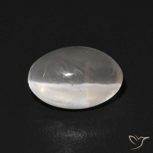 0.94ct 자연스러운 따뜻한 화이트 실리마나이트 고양이 눈, 타원형, 투명한
