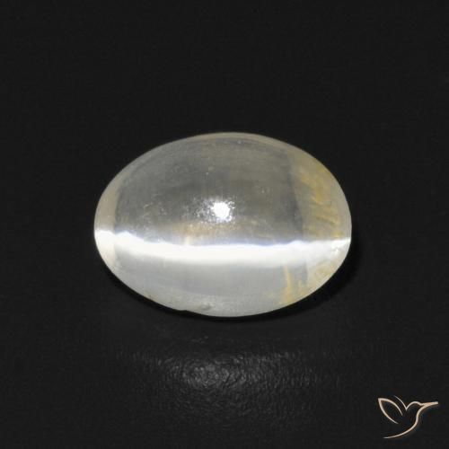 0.76ct 자연스러운 따뜻한 화이트 실리마나이트 고양이 눈, 타원형, 투명한