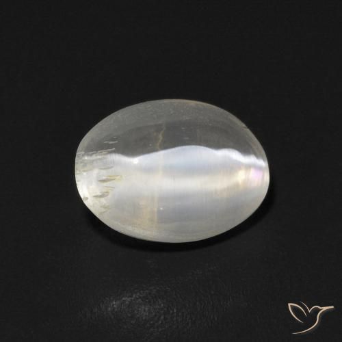 0.97ct 자연스러운 따뜻한 화이트 실리마나이트 고양이 눈, 타원형, 투명한