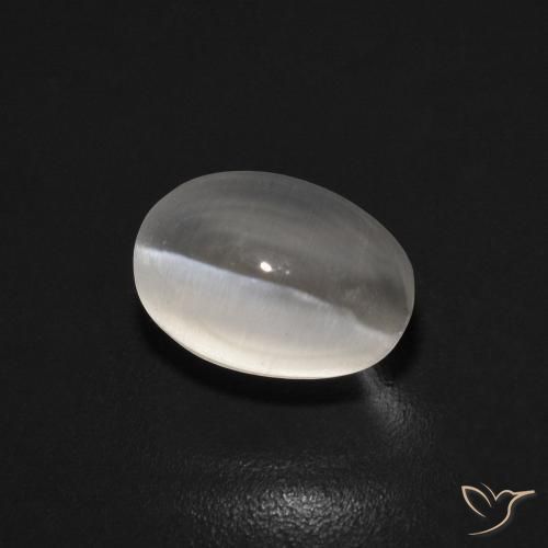1.27ct 자연스러운 매우 밝은 회색 실리마나이트 고양이 눈, 타원형, 투명한