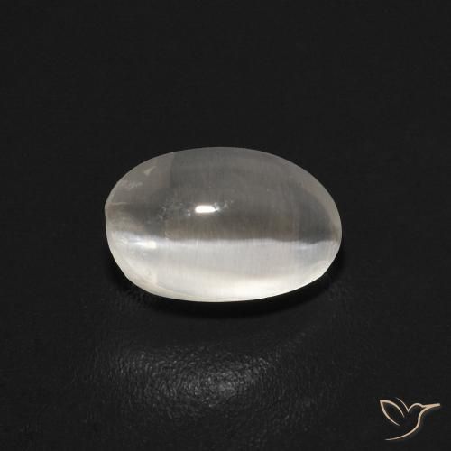 0.74ct 자연스러운 매우 밝은 회색 실리마나이트 고양이 눈, 타원형, 투명한