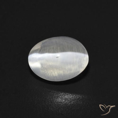 1.05ct 자연스러운 매우 밝은 회색 실리마나이트 고양이 눈, 타원형, 투명한