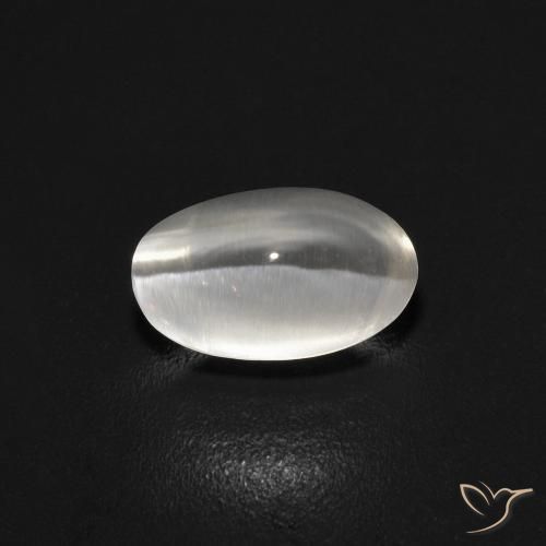 0.89ct 자연스러운 매우 밝은 회색 실리마나이트 고양이 눈, 타원형, 투명한