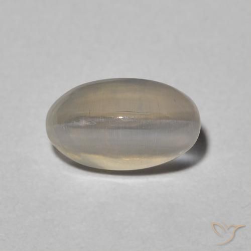 1.31ct 자연스러운 Warm Grey 실리마나이트 고양이 눈, 타원형, 투명한