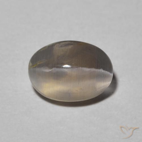 0.99ct 자연스러운 밝은 회색 실리마나이트 고양이 눈, 타원형, 투명한