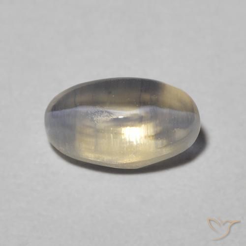 0.97ct 자연스러운 Warm Grey 실리마나이트 고양이 눈, 타원형, 투명한