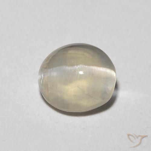 1.08ct 자연스러운 따뜻한 화이트 실리마나이트 고양이 눈, 타원형, 투명한