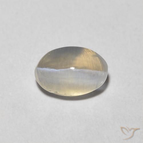 0.81ct 자연스러운 따뜻한 화이트 실리마나이트 고양이 눈, 타원형, 투명한