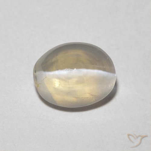 1.22ct 자연스러운 따뜻한 화이트 실리마나이트 고양이 눈, 타원형, 투명한