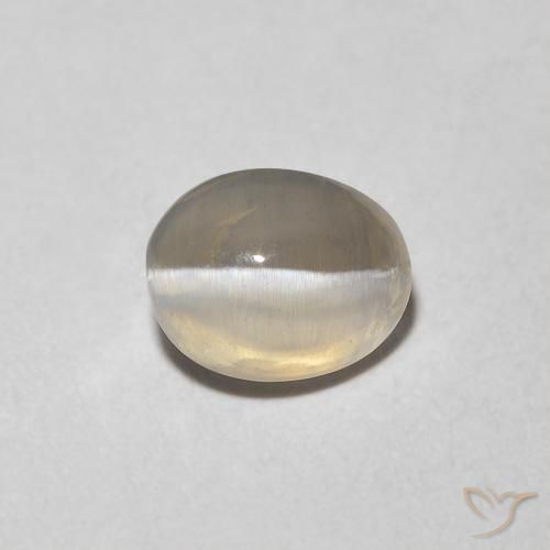 1.16ct 자연스러운 매우 밝은 회색 실리마나이트 고양이 눈, 타원형, 투명한