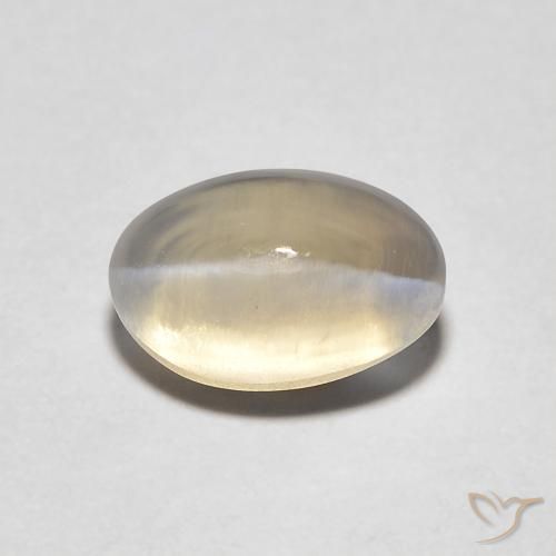 1.44ct 자연스러운 라이트 옐로우 브라운 실리마나이트 고양이 눈, 타원형, 투명한