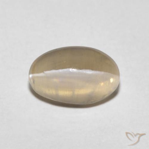 0.97ct 자연스러운 매우 밝은 갈색 실리마나이트 고양이 눈, 타원형, 투명한