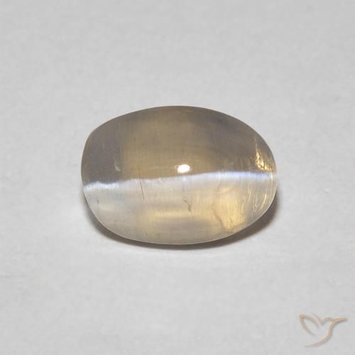0.93ct 자연스러운 라이트 옐로우 브라운 실리마나이트 고양이 눈, 타원형, 투명한