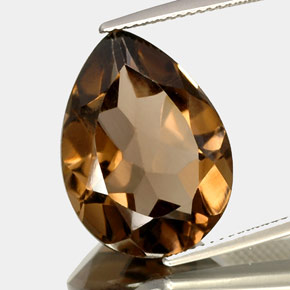 13.49캐럿 천연 스모키 브라운 스모키 쿼츠, 배 모양, 19.9×14.6 mm, VVS