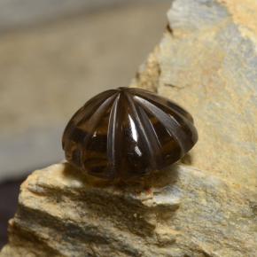 12.12캐럿 천연 스모키 브라운 스모키 쿼츠, 플라워 컷, 15.5×15.1 mm, 투명한