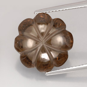 10.82캐럿 천연 스모키 브라운 스모키 쿼츠, 투명한, 14.6×14.5 mm, 투명/반투명
