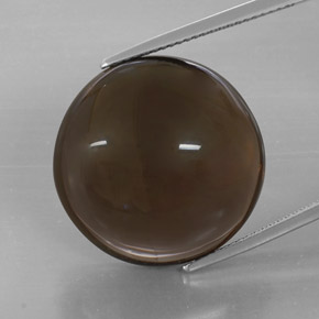 32.13캐럿 천연 스모키 브라운 스모키 쿼츠, 라운드 컷, 21.06 mm, 투명한