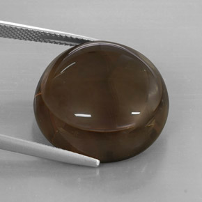 32.13캐럿 천연 스모키 브라운 스모키 쿼츠, 라운드 컷, 21.06 mm, 투명한
