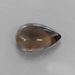 7.79캐럿 천연 스모키 브라운 스모키 쿼츠, 배 모양, 15.9×11.8 mm, 투명한