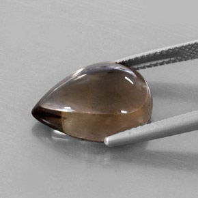 7.79캐럿 천연 스모키 브라운 스모키 쿼츠, 배 모양, 15.9×11.8 mm, 투명한