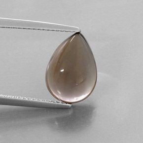 4.55캐럿 천연 스모키 브라운 스모키 쿼츠, 배 모양, 12.9×9.2 mm, 투명한