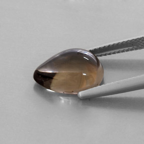 4.55캐럿 천연 스모키 브라운 스모키 쿼츠, 배 모양, 12.9×9.2 mm, 투명한