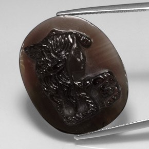 28.94캐럿 천연 스모키 브라운 스모키 쿼츠, 투명한, 27.3×22.2 mm, 투명/반투명