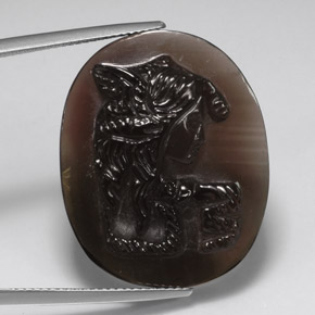 28.94캐럿 천연 스모키 브라운 스모키 쿼츠, 투명한, 27.3×22.2 mm, 투명/반투명