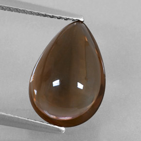 4.03캐럿 천연 스모키 브라운 스모키 쿼츠, 배 모양, 12.7×8.9 mm, 투명한