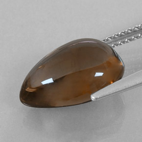 4.03캐럿 천연 스모키 브라운 스모키 쿼츠, 배 모양, 12.7×8.9 mm, 투명한