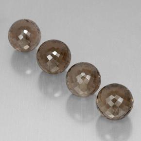 27.70캐럿 천연 웜 브라운 스모키 쿼츠 보석, 구형 / 볼, 10.07 mm, VVS-VS