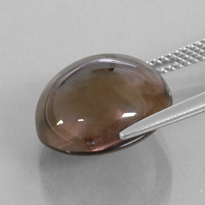 11.28캐럿 천연 스모키 브라운 스모키 쿼츠, 투명한, 14.26 mm, 투명/반투명