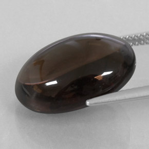 11.90캐럿 천연 스모키 브라운 스모키 쿼츠, 타원형 컷, 17.7×13 mm, 투명한