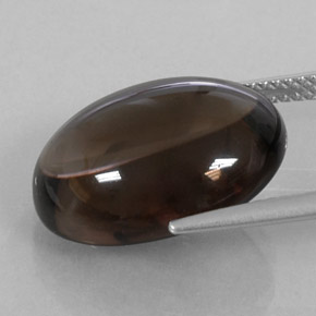 11.87캐럿 천연 스모키 브라운 스모키 쿼츠, 타원형 컷, 17.4×13.1 mm, 투명한