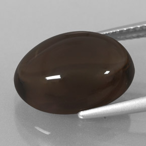 6.71캐럿 천연 스모키 브라운 스모키 쿼츠, 타원형 컷, 14.2×10.1 mm, 투명한