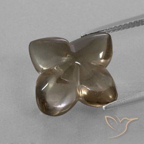 7.84ct 자연스러운 미디엄 브라운 스모키 쿼츠, 플라워 컷, 투명/반투명