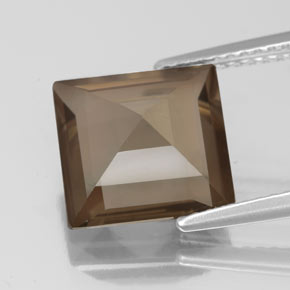 3.49캐럿 천연 스모키 브라운 스모키 쿼츠, 스퀘어, 10×10 mm, VS-SI
