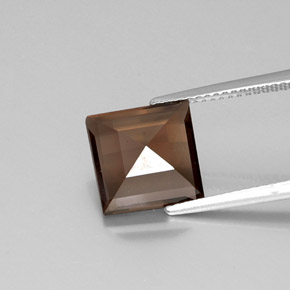 4.03캐럿 천연 스모키 브라운 스모키 쿼츠, 스퀘어, 10×10 mm, VVS-VS